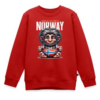 Norwegischer Troll mit Flagge – Heimat der Trolle - Kinder Premium Organic Sweatshirt - Rot - Vorne - AI Model Kid Female (0cm)