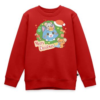 Tom & Jerry Gokko Merry Christmas Weihnachten - Kinder Premium Organic Sweatshirt - Rot - Vorne - AI Model Kid Female (0cm)