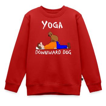 Yoga Chien tête en bas - Sweat Premium enfant bio - rouge - Devant - AI Model Kid Female (0cm)