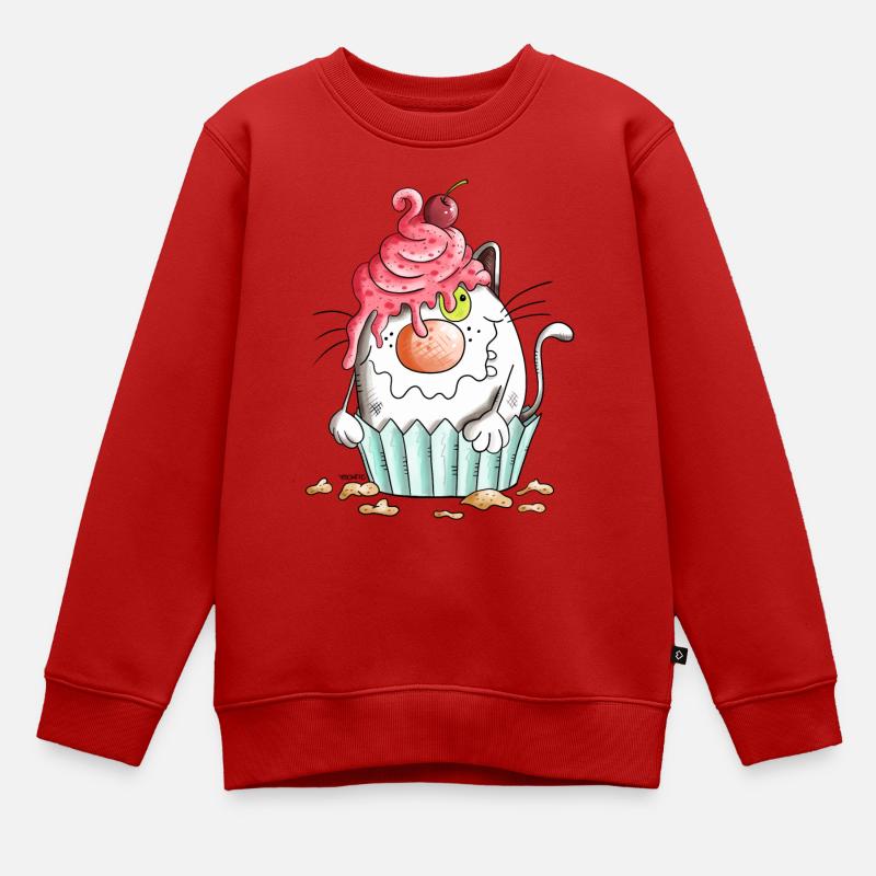 Chat et Muffin - Sweat Premium enfant bio - rouge