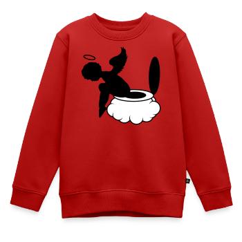 little angel sits on the clouds. Toilet - Kids Premium Organic Sweatshirt - red - Front - AI Model Kid Female (0cm)