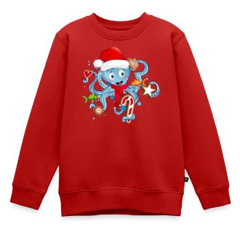 Oktopus hat Spaß und Plätzchen zu Weihnachten - Kinder Premium Organic Sweatshirt - Rot - Vorne - AI Model Kid Female (0cm)