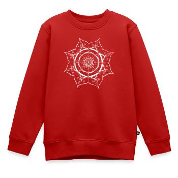 Mandala-Spinnennetz Design - Kinder Premium Organic Sweatshirt - Rot - Vorne - AI Model Kid Female (0cm)