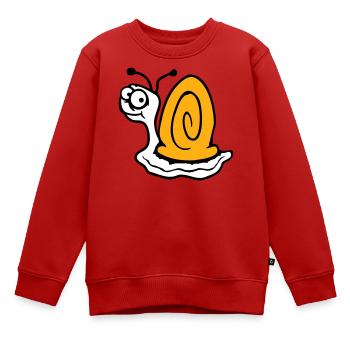 Escargot anxieux incertain regardant en arrière mignon - Sweat Premium enfant bio - rouge - Devant - AI Model Kid Female (0cm)