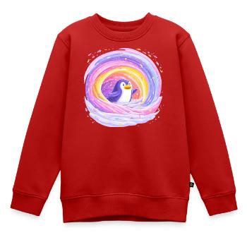 Regenbogen-Pinguin im Wirbel - Kinder Premium Organic Sweatshirt - Rot - Vorne - AI Model Kid Female (0cm)