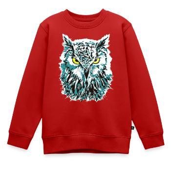 Bunte Eule - Eulenkopf - Kauz - Farbenfrohe Eule - Kinder Premium Organic Sweatshirt - Rot - Vorne - AI Model Kid Female (0cm)