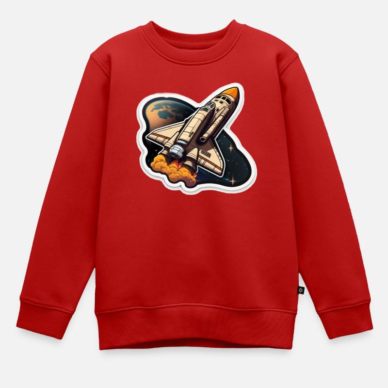 Space Rocket - Kinder Premium Organic Sweatshirt - Rot