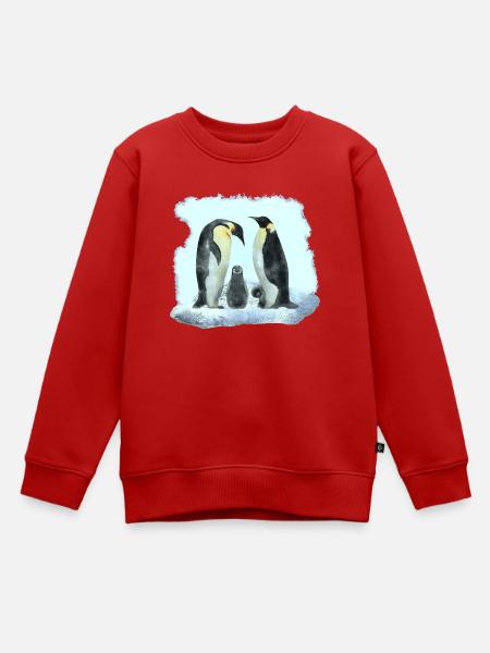 pinguinfamilie, süße vögel - Kinder Premium Organic Sweatshirt - Rot