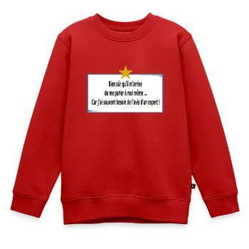 Je me parle à moi même - Sweat Premium enfant bio - rouge - Devant - AI Model Kid Female (0cm)