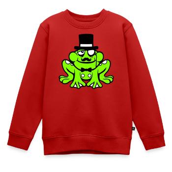 Mr Frosch Sir Herr reich Monokel Brille Zylinder - Kinder Premium Organic Sweatshirt - Rot - Vorne - AI Model Kid Female (0cm)