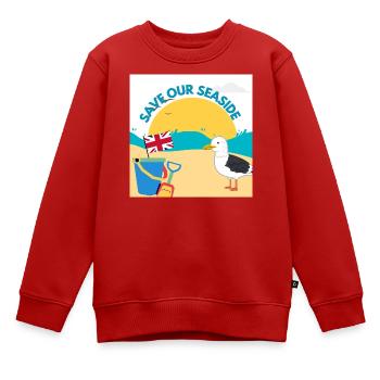 Save Our Seaside Illustration - Kids Premium Organic Sweatshirt - red - Front - AI Model Kid Female (0cm)