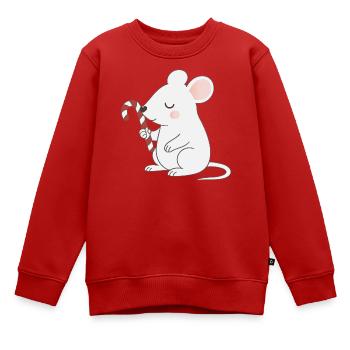 Souris mignonne avec une canne d’orge – Dessin animé mignon - Sweat Premium enfant bio - rouge - Devant - AI Model Kid Female (0cm)