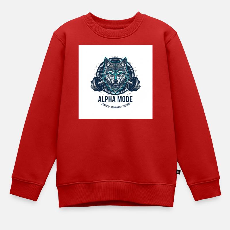ALPHA_MODE_WOLF - Sweat Premium enfant bio - rouge