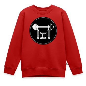 Développé couché avec musculation - Sweat Premium enfant bio - rouge - Devant - AI Model Kid Female (0cm)