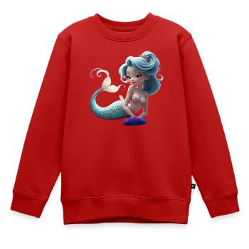 Reine des sirènes bleu corail - Sweat Premium enfant bio - rouge - Devant - AI Model Kid Female (0cm)