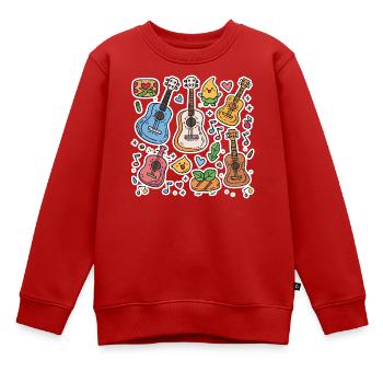Ukulele Cartoon Stil - Kinder Premium Organic Sweatshirt - Rot - Vorne - AI Model Kid Female (0cm)