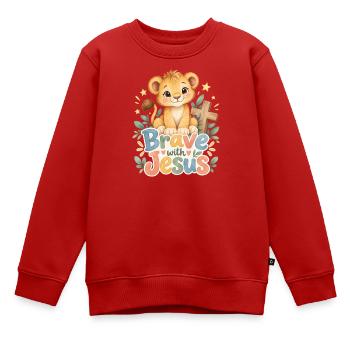 Mut durch Jesus Löwenkind - Kinder Premium Organic Sweatshirt - Rot - Vorne - AI Model Kid Female (0cm)