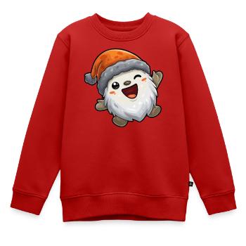 Fröhlicher Schneeball mit Santa Hut - Kinder Premium Organic Sweatshirt - Rot - Vorne - AI Model Kid Female (0cm)
