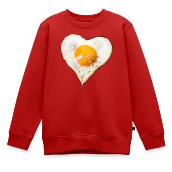 œuf au four mon amour, œuf au plat coeur, œuf au plat - Sweat Premium enfant bio - rouge - Devant - AI Model Kid Female (0cm)