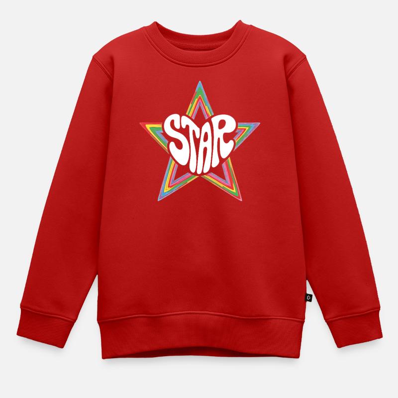 Star de l’espace Arc-en-ciel psychédélique - Sweat Premium enfant bio - rouge