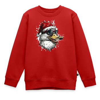 Ente Weihnachten Lustig - Kinder Premium Organic Sweatshirt - Rot - Vorne - AI Model Kid Female (0cm)
