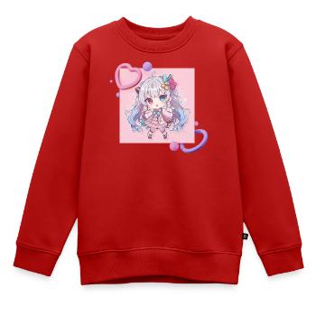 Pastell-Chibi Herzakzent - Kinder Premium Organic Sweatshirt - Rot - Vorne - AI Model Kid Female (0cm)