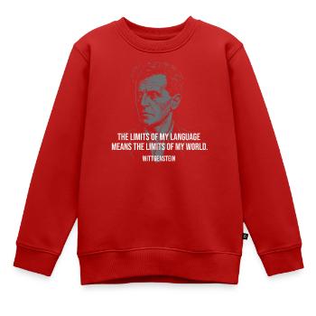 Wittgenstein-Zitat: Language Limits Design - Kinder Premium Organic Sweatshirt - Rot - Vorne - AI Model Kid Female (0cm)
