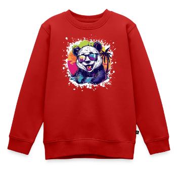 Panda Sommer Comic - Kinder Premium Organic Sweatshirt - Rot - Vorne - AI Model Kid Female (0cm)