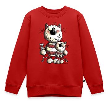 Drôle Chats - Sweat Premium enfant bio - rouge - Devant - AI Model Kid Female (0cm)