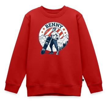 Benny, look vintage - Sweat Premium enfant bio - rouge - Devant - AI Model Kid Female (0cm)