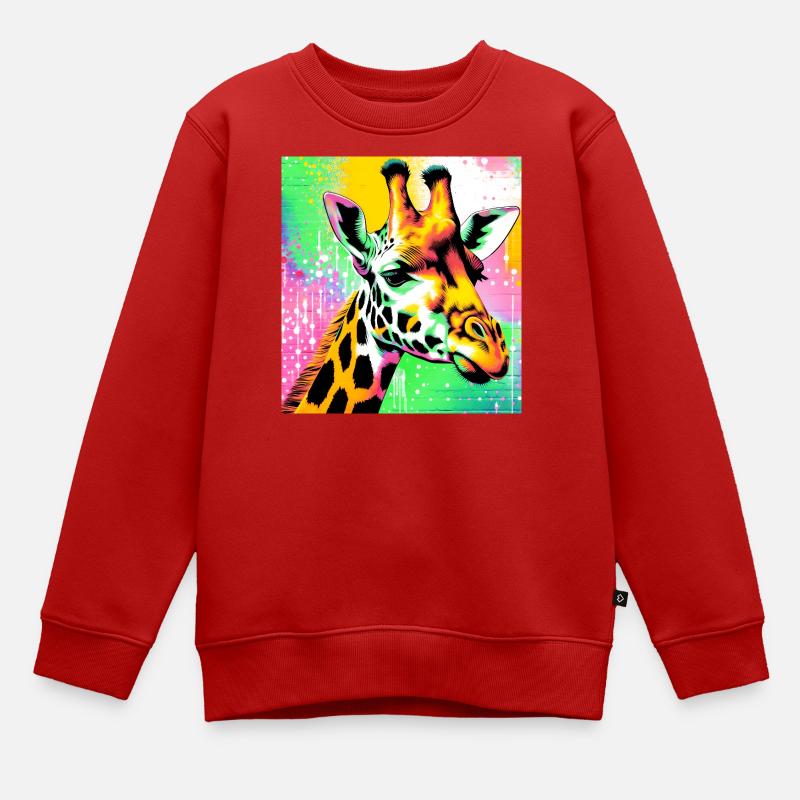 girafe - Sweat Premium enfant bio - rouge