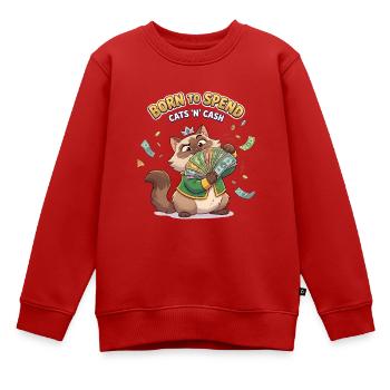Chaton de richesse et d’argent - Sweat Premium enfant bio - rouge - Devant - AI Model Kid Female (0cm)