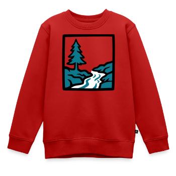 Fluss Wald Natur Logo - Kinder Premium Organic Sweatshirt - Rot - Vorne - AI Model Kid Female (0cm)