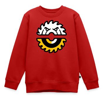 Kreissaege Gesicht Grafik - Kinder Premium Organic Sweatshirt - Rot - Vorne - AI Model Kid Female (0cm)