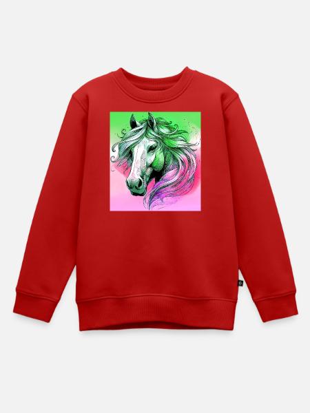 Pferd - Kinder Premium Organic Sweatshirt - Rot