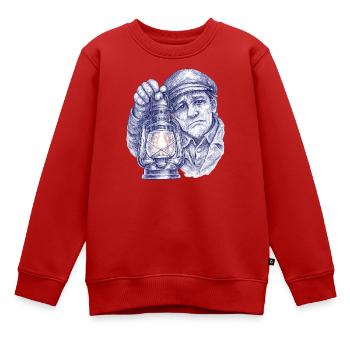 Älterer Mann mit Laterne - Kinder Premium Organic Sweatshirt - Rot - Vorne - AI Model Kid Female (0cm)