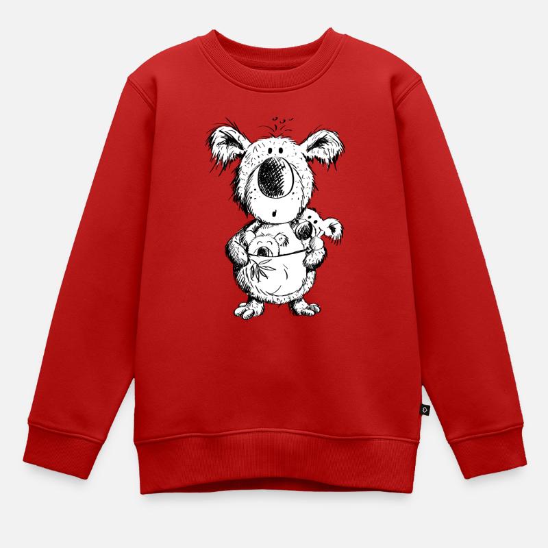 Koala Maman avec des bébés - Sweat Premium enfant bio - rouge