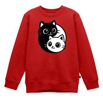 Ying Yang Katzenporträt  - Kinder Premium Organic Sweatshirt - Rot - Vorne - AI Model Kid Female (0cm)