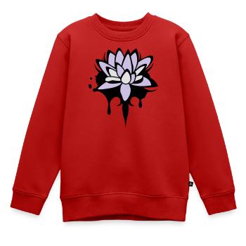 abstraktes Lotos Blüten Seerosen Graffiti - Kinder Premium Organic Sweatshirt - Rot - Vorne - AI Model Kid Female (0cm)
