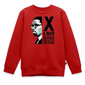 Malcolm X - A man who stands for nothing will fall - Kids Premium Organic Sweatshirt - red - Front - AI Model Kid Female (0cm)
