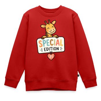 Special Edition - Giraffe - Kinder Premium Organic Sweatshirt - Rot - Vorne - AI Model Kid Female (0cm)