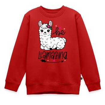 Be Amazing Alpaca Blumenkrone - Kinder Premium Organic Sweatshirt - Rot - Vorne - AI Model Kid Female (0cm)