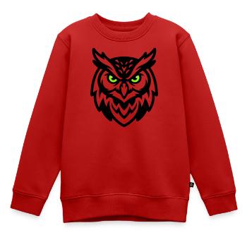 Mascotte hibou Logo E Sport - Sweat Premium enfant bio - rouge - Devant - AI Model Kid Female (0cm)