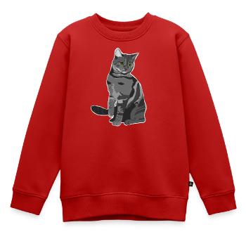 Graue Katze - Kinder Premium Organic Sweatshirt - Rot - Vorne - AI Model Kid Female (0cm)