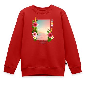 Meer - Sand - Sonnenuntergang - Kinder Premium Organic Sweatshirt - Rot - Vorne - AI Model Kid Female (0cm)