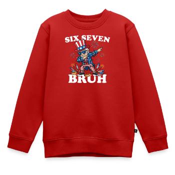 Six Seven Bruh 4. Juli Dabbing 6-7 4. Juli - Kinder Premium Organic Sweatshirt - Rot - Vorne - AI Model Kid Female (0cm)