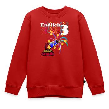Finally 3 - 3rd Birthday with Confetti - Kids Premium Organic Sweatshirt - red - Front - AI Model Kid Female (0cm)