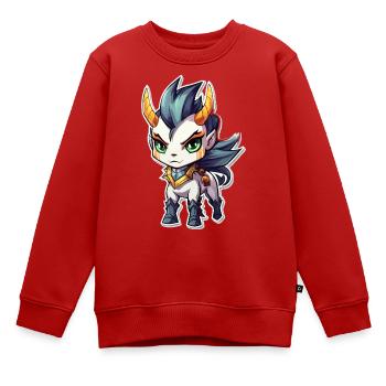 Chibi Dämonenpferd - Kinder Premium Organic Sweatshirt - Rot - Vorne - AI Model Kid Female (0cm)