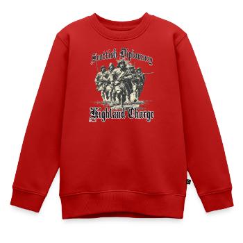 Schottische Highlander Geschichte Motiv | Clan  - Kinder Premium Organic Sweatshirt - Rot - Vorne - AI Model Kid Female (0cm)