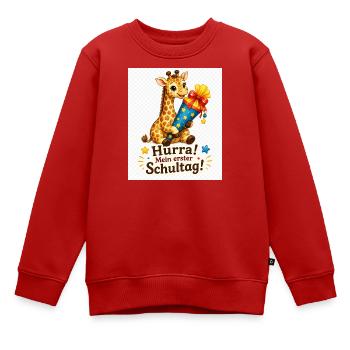 Giraffe feiert ersten Schultag - Kinder Premium Organic Sweatshirt - Rot - Vorne - AI Model Kid Female (0cm)